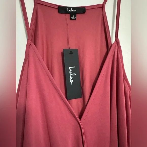 Lulu's NWT Tie to Me Berry Red Faux Wrap Tank Top Size S - Picture 4 of 7